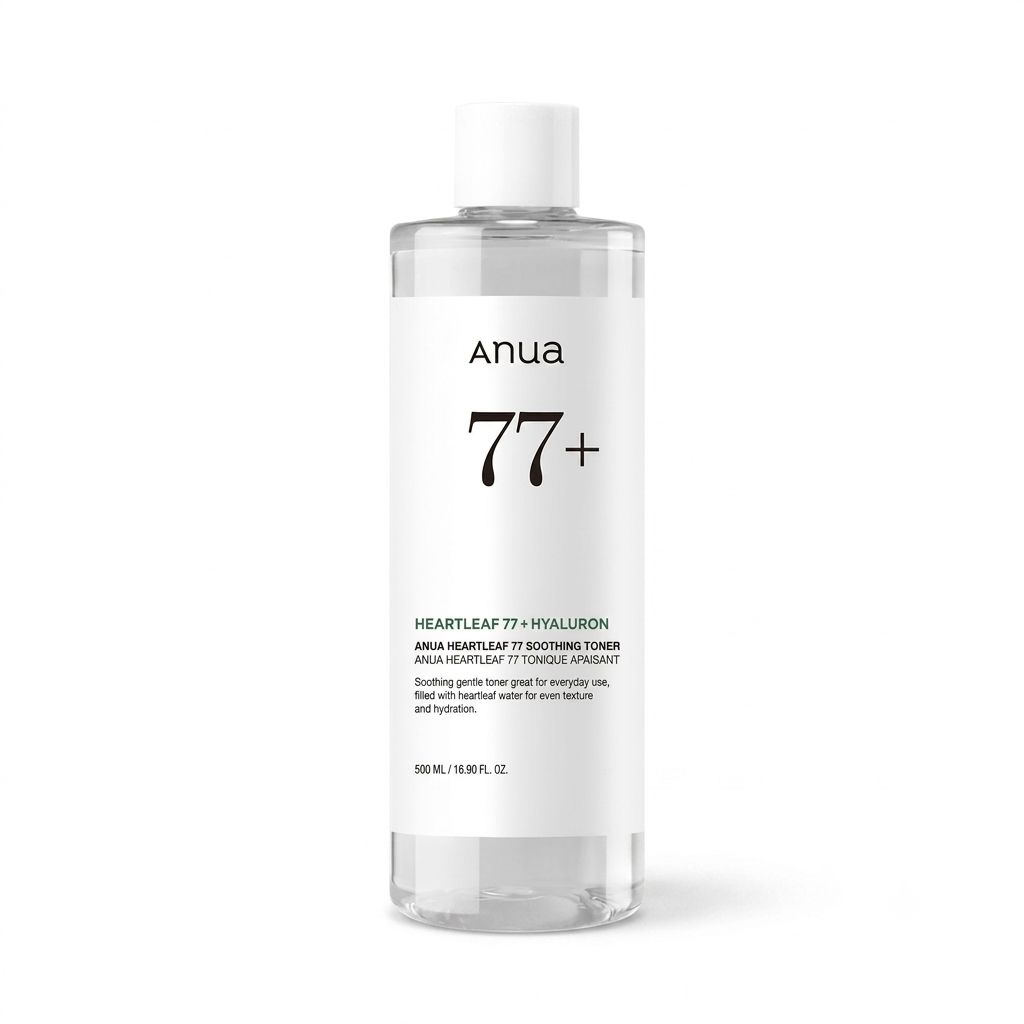 "Anua Heartleaf 77+ Soothing Toner, a Korean skincare toner for hydrated, calm, and healthy-looking skin."