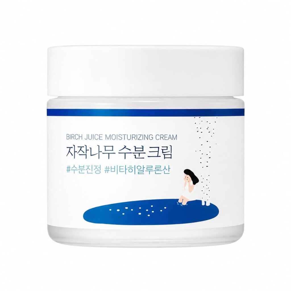 Round Lab Birch Juice Moisturizing Cream on a white background – Korean moisturizer for deep hydration, skin barrier repair, and healthy glowing skin.