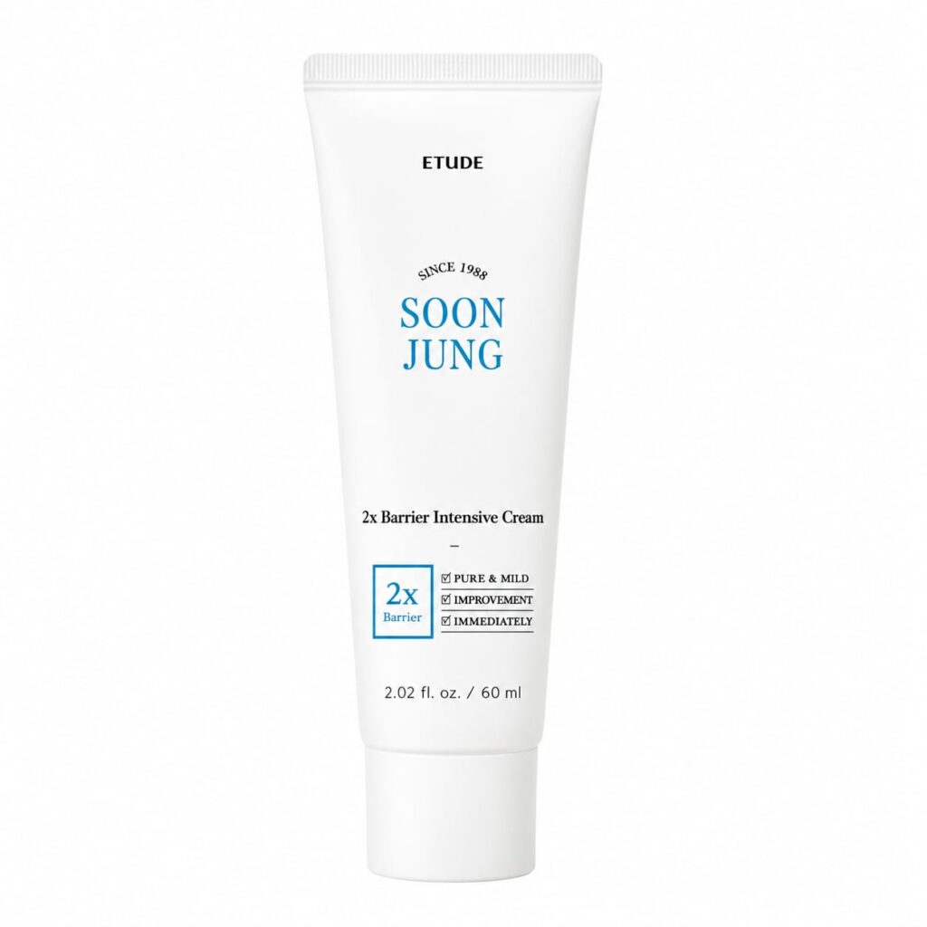 Etude SoonJung 2x Barrier Intensive Cream on a white background – Korean moisturizer for sensitive skin, skin barrier repair, and long-lasting hydration.